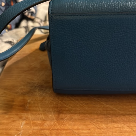 Coach blue mini handbag—new without tags—no issues—pebble leather—10”x9” - Picture 7 of 11